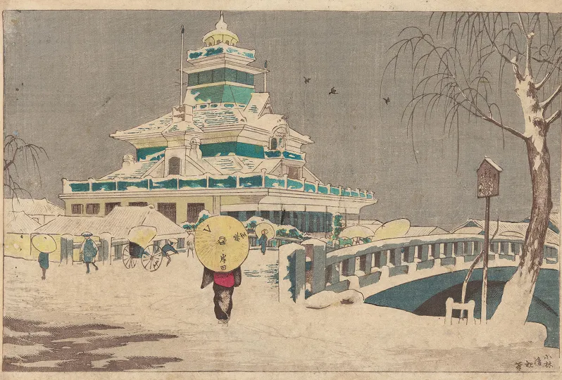 川瀬巴水《東京十二題　五月雨ふる山王》