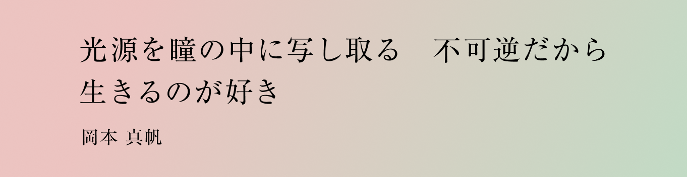 光源を瞳の中に写し取る　不可逆だから生きるのが好き 岡本 真帆
